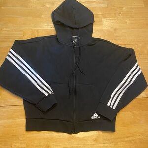 adidas Black Hoodie with White Stripes